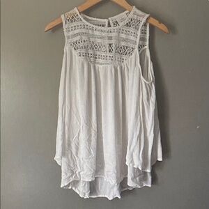 Knox Rose White Crochet Yoke Cold-Shoulder Blouse